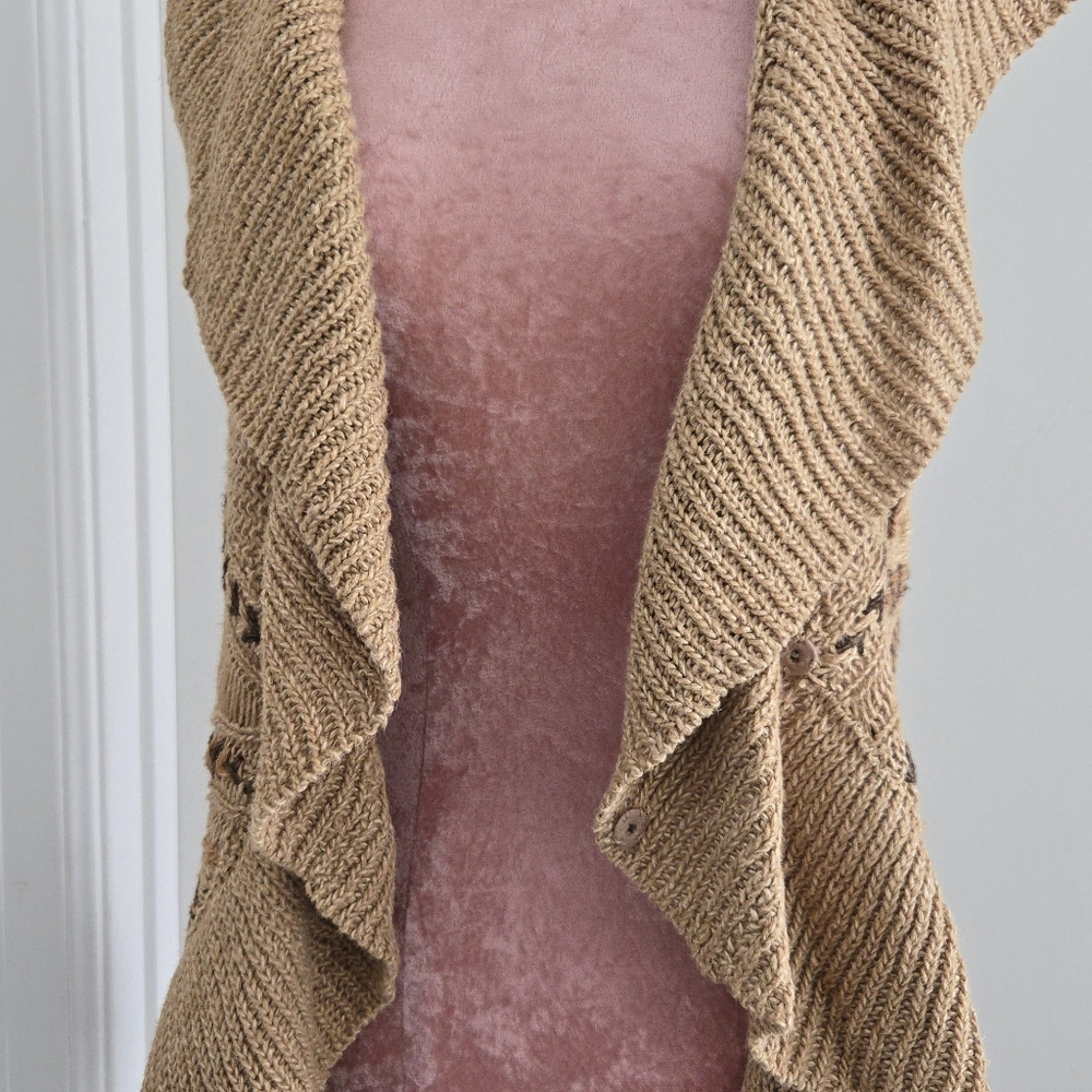 Designer Ralph Lauren Jute Viscose Vest Boho Lagenlook Size S - Picture 5 of 8